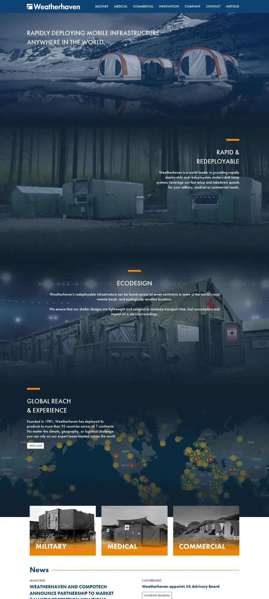 Weatherhaven website — deployable shelter systems